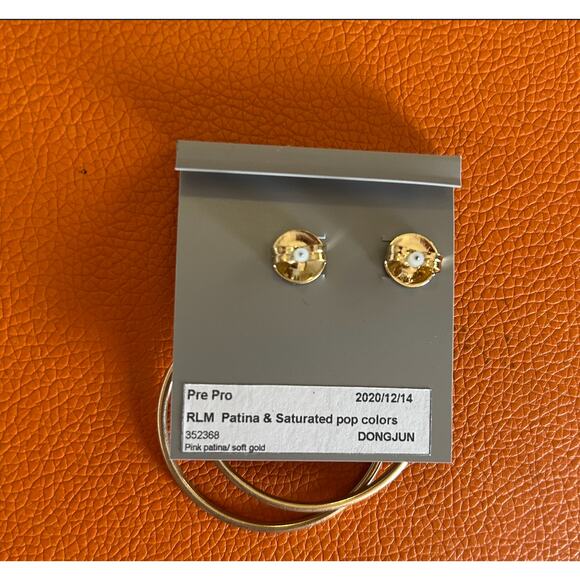 Robert Lee Morris Pink Patina & Soft Gold Hoop Earrings - Picture 2 of 2